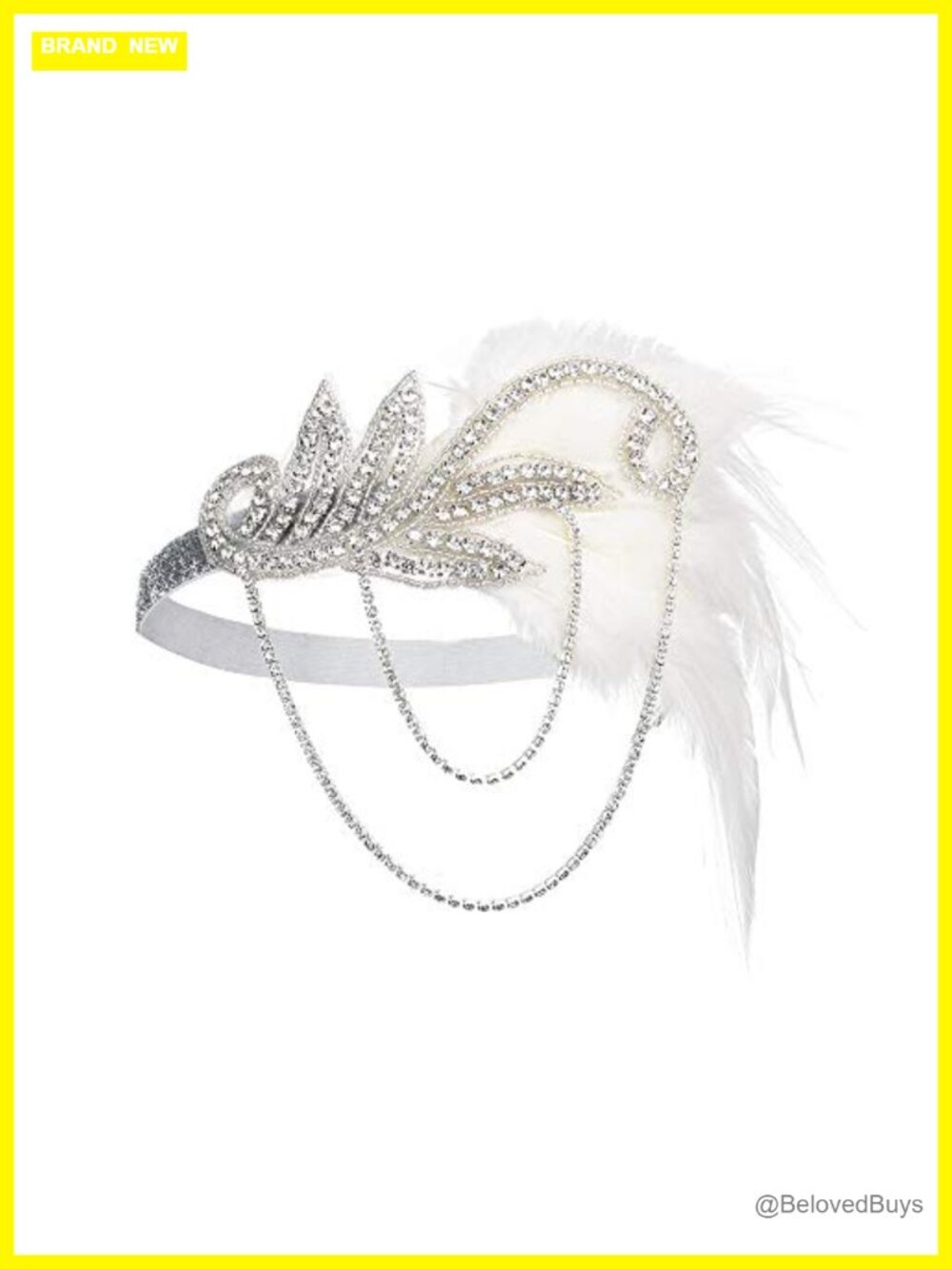 Handmade Crystal Bead Peacock Feather Headband Gatsby Tassel Headpiece